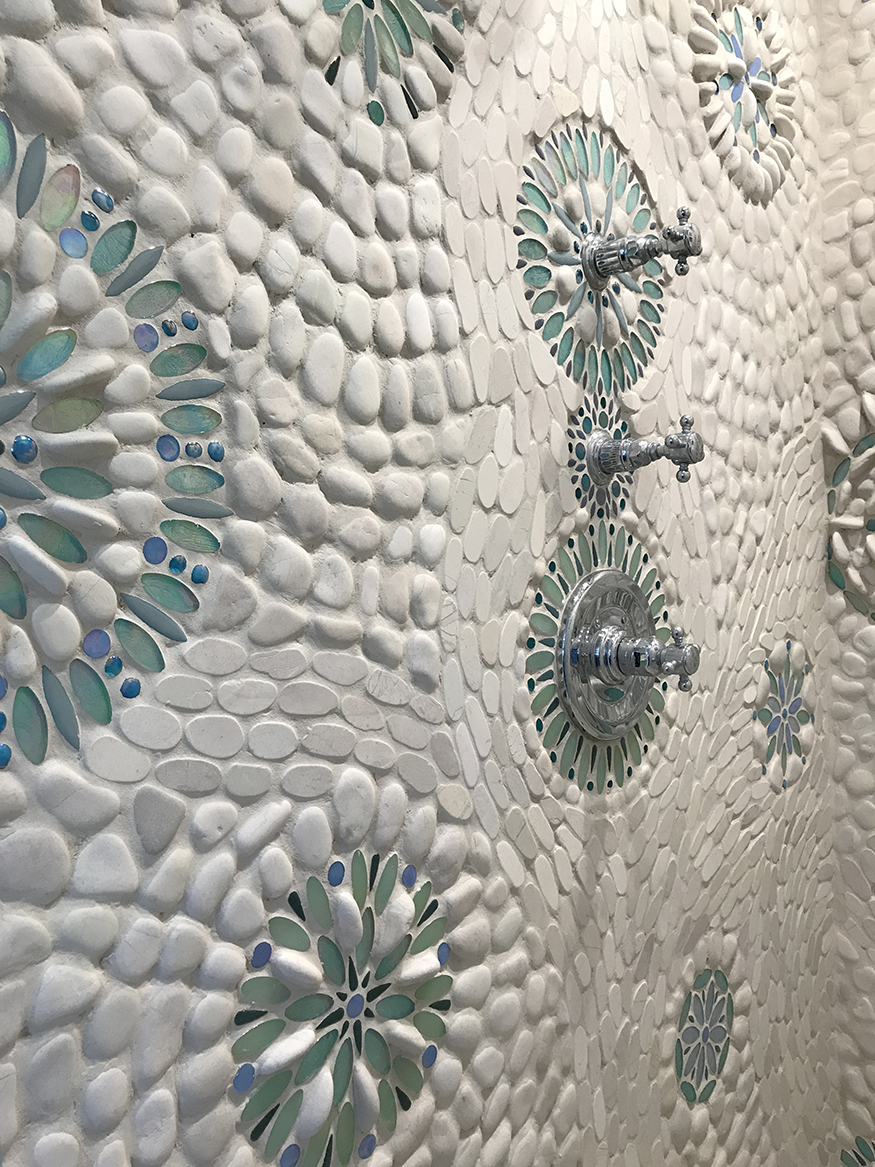 Pebble Glass Tile Mosaic Shower Modern Mosaic Arts