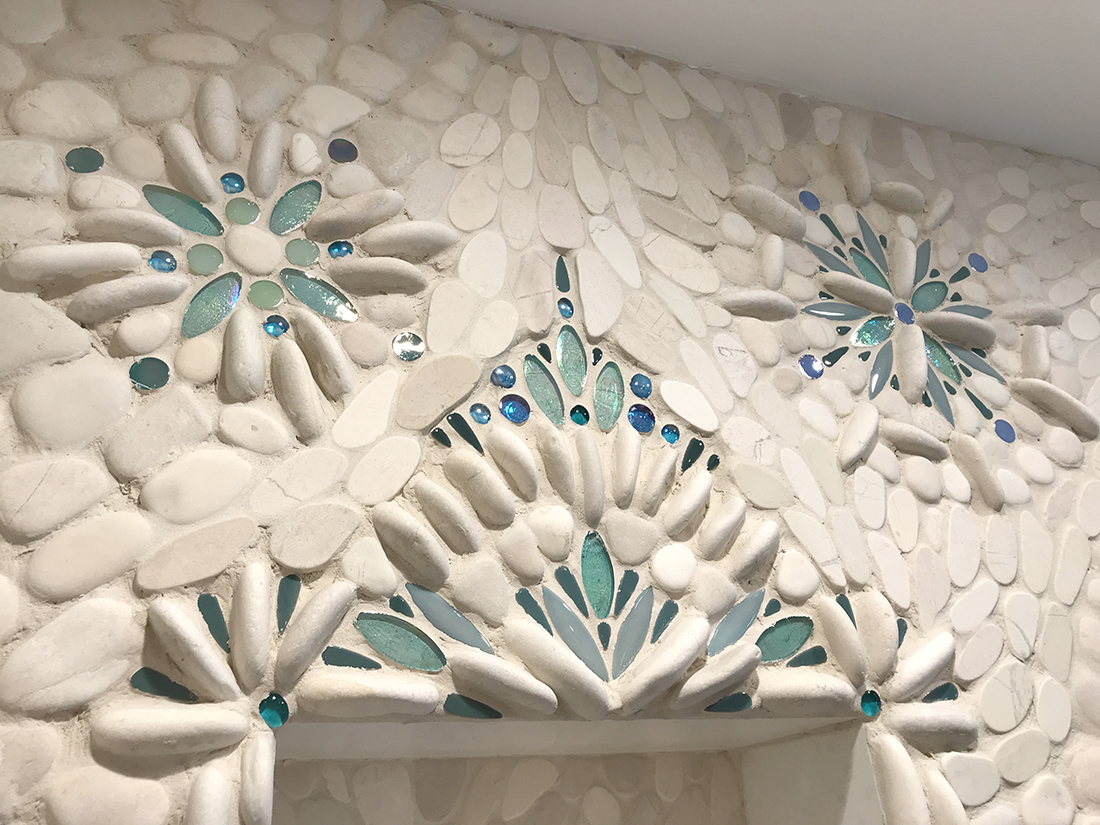 Pebble Glass Tile Mosaic Shower Modern Mosaic Arts