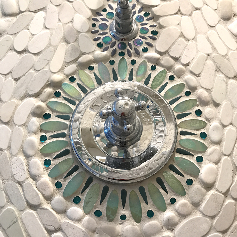 Pebble Glass Tile Mosaic Shower Modern Mosaic Arts